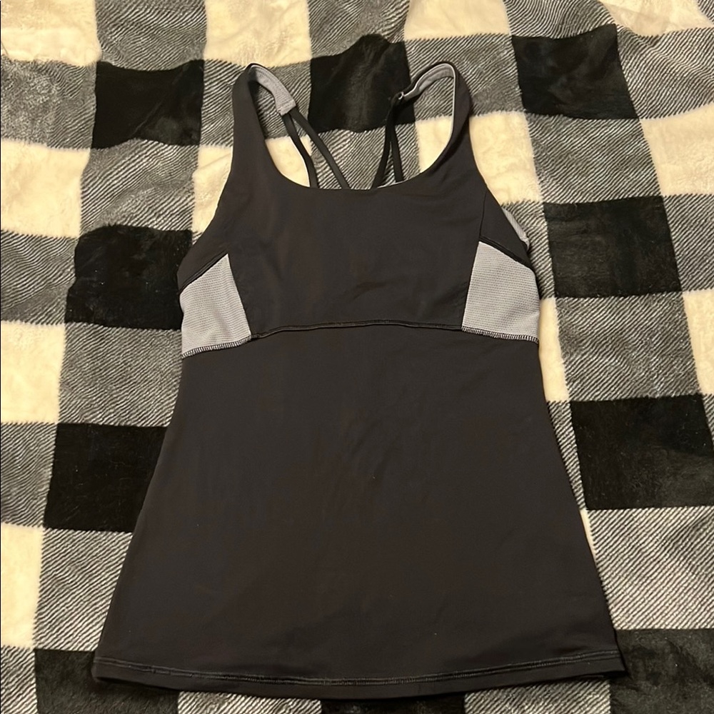 Athleta Black and Gray Tank Top Built in Bra size XXS